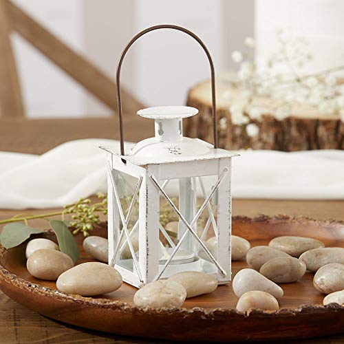 Kate Aspen Rustic Shelf Decor Luminous Vintage Tea Light Votive Candle Holders Metal Mini Decorative Lantern, Distressed White (Pack of 2) - color: Distressed White - Small, size: 1 Count (Pack of 2)