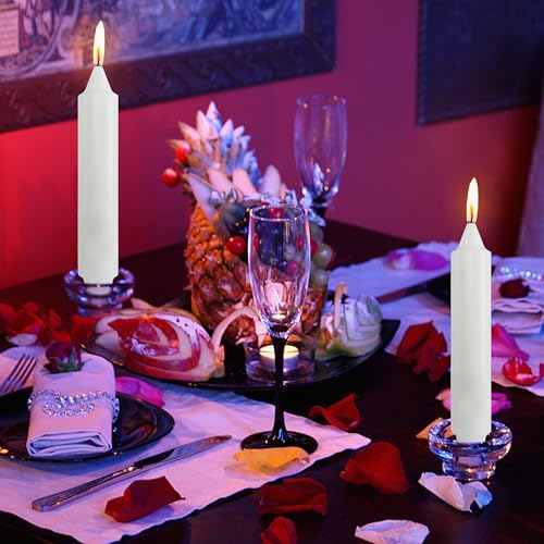 NJAO HOO White Short Taper Candle 7 Inch Candlesticks Unscented Dripless Tapered Candle Set for Home Decor Wedding Party Dinner Candles, 4 Pack - color: White, size: 7 In