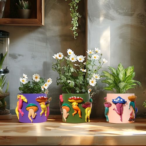 GUGUGO Mushroom Female Body Planters, Unique Dancing Lady Flowers Planter, Cute Quirky Butt Plant Pots for Indoor Plants, Funny Succulent Flower Pot for Home Decor, Eclectic Aesthetic Gift, Green - color: Grass Green, size: 5Inch