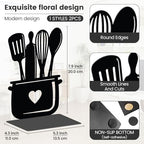 2pcs Black Metal Bookends with Tableware Patterns Adjustable Book Ends for Shelves Heavy Duty Iron Book Stopper with 8 Non-Slip Pads Kitchen Bookends for Cookbooks Vinyl Records Office