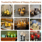 Eywamage Red Glass Flameless Pillar Candles with Remote, Flickering Christmas Battery LED Candles Holiday Decor Set of 3 - color: Red