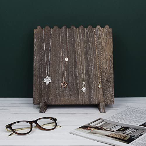 MOOCA Wooden Plank Necklace Jewelry Display Stand for 8 Necklaces, Jewelry Display Holder, Wood Plank Storage Stand Holder, Coffee Color - color: Coffee