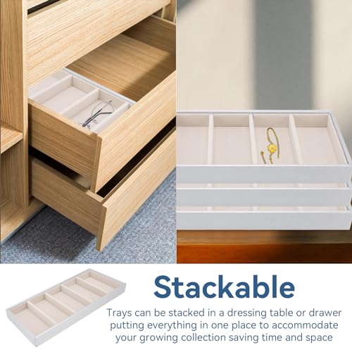 Velvet Glasses Box Tray, Stackable Glasses Display Tray Jewelry Organizer Trays for Glasses and Watch Holder Organizer Tray(Grey) - color: Grey