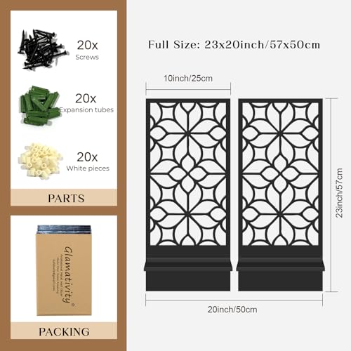 Glamativity Large 2 Pcs Set Black Metal Wall Sconce Candle Holder, 23 x 10'' Minimalist Retro Line Metal Wall Art Décor, 3D Textured Sculptures, Carved Metal Frame Wall Art Hanging for Living Room