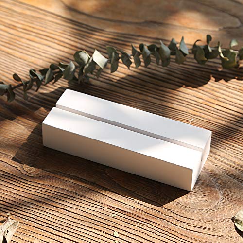 UNIQOOO 5 Pack 4" White Wood Stands for Wedding Acrylic Sign, Wood Table Number Holders for 1/8 Thick Acrylic Sheets | Wedding Display Stand, Card Holder for Bar Menu, Retail Sign, Party, Event - color: White Birch 5 pack
