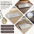 RJ Displays 50 Gem Display Case Diamond Gemstone Storage Box – White Tray Foam Sheet (14.5" x 7.8" x 0.75") –Small Round Plastic Containers Box Jewelry Organizer Container, White Foam Storage Jar - color: White