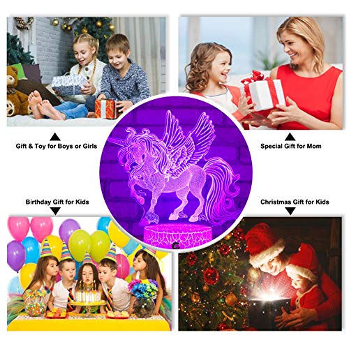 Easuntec Unicorn Night Lights for Kids with Remote & Smart Touch - 7 Colors + 16 Colors Changing, Dimmable Unicorn Toys for 1-8 Year Old Girls