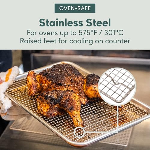 Ultra Cuisine Oven-Safe, Dishwasher-Safe 100% Stainless Steel Cooling & Baking Rack Set - Tight-Wire Bake for Oven Cooking - Heavy Duty - 8.5x12 - Set of 2 - Small Quarter Sheet Pan Cooling Racks - size: 8.5" x 12" 2-Pack