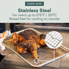 Ultra Cuisine Stainless Steel 8.5 x 12-inch Cooling and Baking Rack - Oven-Safe - Dishwasher-Safe - Heavy Duty - Tight Wire Bake for Oven Cooking - Quarter Sheet Pan - Ideal as Roasting Rack - size: 8.5" x 12.0" 1-Pack