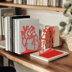 Peacoblue Metal Bookends for Shelves, Modern Decorative Heavy Duty Study Book Ends Stoppers for Office, Desk, Shelf, Room 5.3"x4.3"x5.9" Cast Iron Simple Tall Bookends 1 Pair (Realistic Human Heart) - style: Realistic Human Heart