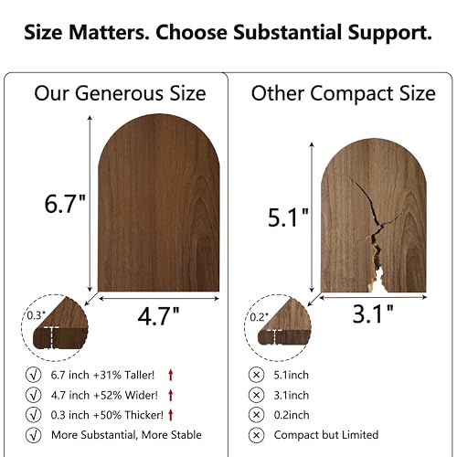 Brosisincorp Walnut Wood Book Ends for Shelves - Hand Polished Edges, Non-Skid Bookends for Heavy Duty Book Holders Office Desk Shelves Decorative Book Organizer, 6.69"H x 4.72"W x 3.94"L (1 Pairs) - color: 1 Pairs-round
