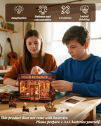 Book Nook Kit, DIY Miniature Music Workshop-Themed, 3D Wooden Puzzle Dollhouse with LED Lights, Bookend & Creative Bookshelf Decor, Craft Gifts for Family and Friends & Music Lovers (Bach Strings) - style: Bach String