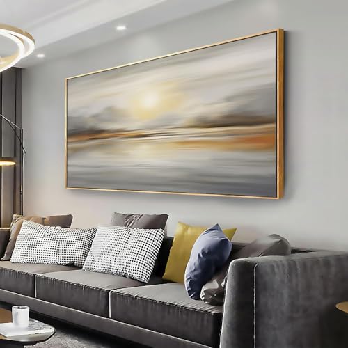 Framed Wall Art Abstract Seascape Canvas Printing Wall Decor Artwork for Living Room Bedroom Dining Room Home Office Decor 20x40inch - color: Grey, size: 20"L x 40"W