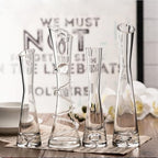 Hand-Made Blown Art Bud Glass Vase, Clear Glass, Oblong Shape, Modern Style, Thread Pattern, Stemless, Perfect for Home Decorations