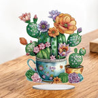 5D Tabletop Diamond Art Kit, Stand Up Special Shaped Crystal Diamond Art Desktop Kits for Adults, DIY Diamond Painting Kits Craft Gift - Cactus Pots - color: Cactus Pots