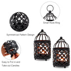 JHY DESIGN 6 Pcs 5.5 inch Height Small Metal Candle Stick Holder Hanging Birdcage Tealight Lantern Hollow Candle Holders for Table Valentine Patio Indoor Outdoor Gifts(Black) - color: Black
