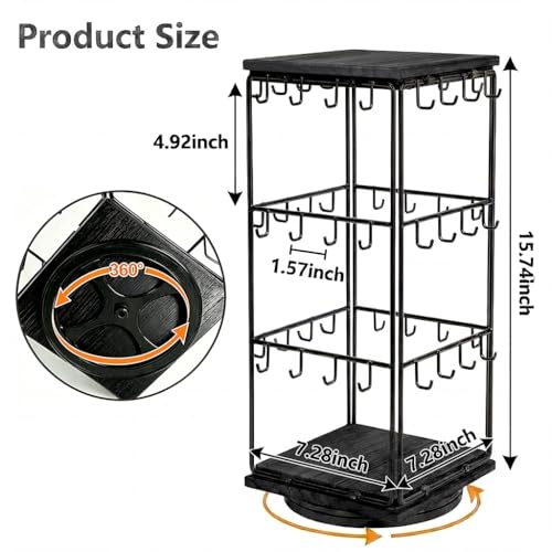 Rotating Earring Display Stands, 48 Hooks Earring Display for Vendors, Jewelry Display Earring Holder Organizer Earring Display Stands for Selling (Black) - color: Black