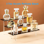 HENABLE 3 Tier Perfume Organizer Stand, Black Acrylic Risers Display Stands, Cologne Shelf Dessert Display for Party, Figure Stand Funko POP Shelves, Collection Cosmetic, Cupcake Stand Holder - size: 3-Tier