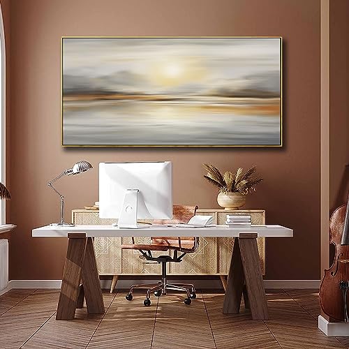 Framed Wall Art Abstract Seascape Canvas Printing Wall Decor Artwork for Living Room Bedroom Dining Room Home Office Decor 20x40inch - color: Grey, size: 20"L x 40"W