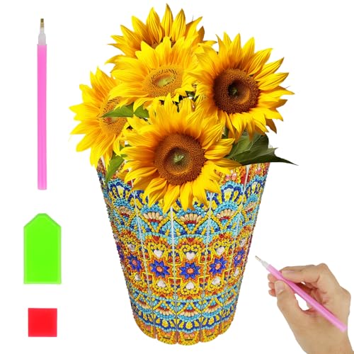 ILYUFO Diamond Art Kits for Adults, DIY Flowerpot Diamond Art, Diamond Painting Kit, Ideal Desktop Ornaments & Thoughtful Female Gifts (Wealth) - color: wealth