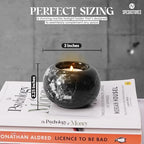 Marble Tealight Candle Holder 3-Inch Handmade Black Mini Votive Holder for Table Centerpieces, Earthy Room Decor, Decorative Candle Holder for Wedding Gifts - size: 3''