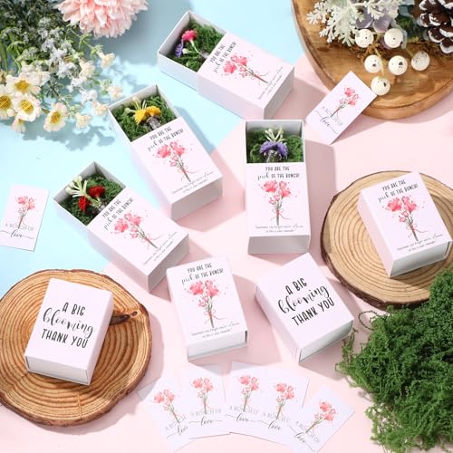 24 Sets Mother's Day Bulk Gifts for Women Teacher Nurse Appreciation Positive Mini Bud Vases with Flower Office Desk Decor Mini Box Breathing Thank You Gifts for Graduation Coworker Staff (Pink) - color: Pink