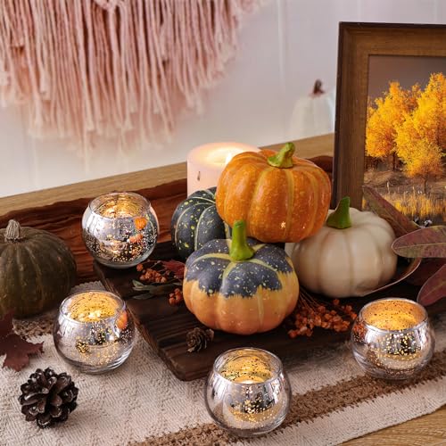 LETINE 36pcs Silver Votive Candle Holders - Elegant Mercury Glass Tea Light Candle Holder Set for Spring Summer Weddings, Holiday Season Decorations, Valentine's Day Table Centerpieces - color: Silver