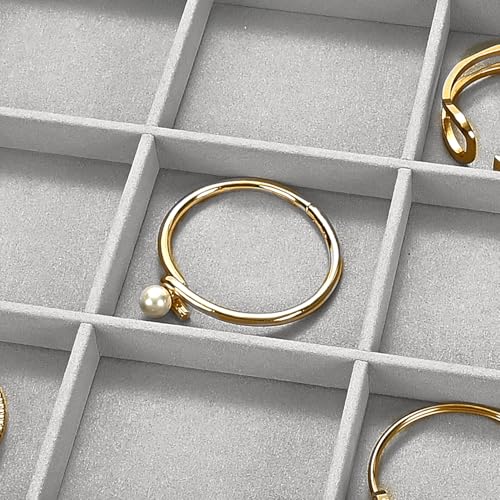 12 Grids Microfiber Jewelry Trays Bracelets Tray Stackable Jewelry Organizer Trays for Drawer Bracelet Holder Earring Tray For Bracelet Bangle Earrings Watches Storage (Gray) - color: Grey, size: 12 Grid