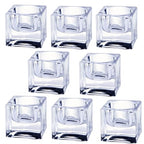 Clear Glass Tealight Candle Holder, Square Candle Holder Set of 8, Table Centerpiece for Ceremony, Event,Wedding, Party Decor