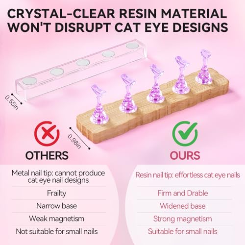 Nail Stand for Press On Art Display Practice 2 Sets, 1 Heart Acrylic Magnetic Nail Stands, Fake Nail Holder Tips, 200 PCS Double-Sided Tape, DIY Kit Home Supplies (Wood And Purple, Medium) - color: Wood And Purple, size: Medium