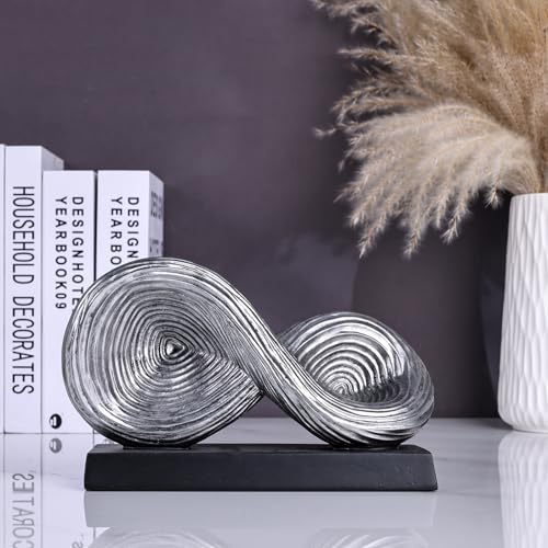 orenm Modern Infinity Loop Symbol Sculpture,Abstract Art Geometric Knot Home Decorations,Unique Shelf Decor Sculpture for Desk Paperweights,Entryway Table,Living, Coffee Table Decor (Silver) - color: Silver