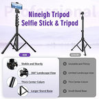 Nineigh 80" Phone Tripod, Selfie Stick Cellphone Tripod, Aluminum Tripods Stand for Video Photo Vlog, Travel Tripods with Gooseneck Remote Phone Holder, Compatible with iPhone Android Smartphone - size: 80 Inch
