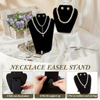Wenqik 10 Pcs Black Velvet Necklace Display Stand 2 Size 10.9in 8.25in Tall Necklace Easel Display Set Foldable Black Velvet Jewelry Bust Easel for Jewelry Selling Vendors Shows