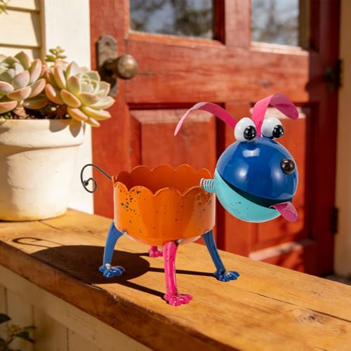 Oak & Lore Whimsical Metal Dog Garden Statues, Cute Garden Sculptures & Statues Yard Art with Planters for Patio Lawn Backyard Decor - style: DOG