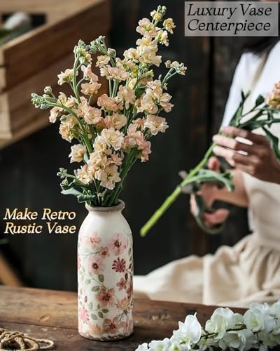 TEWEIQI Vintage Ceramic Small Vase, Farmhouse Rustic Décor, Home Decorative Vase for Your Kitchen, Bedroom, Office, Living Room, Bathroom& Shelf Centerpiece Table Decorations (Retro Creative Style S) - color: Colorful Daisy, size: 6 Inch