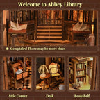 MiniCity Book Nook Kit, DIY Miniature Dollhouse Booknook Kit, 3D Wooden Puzzle Bookend Bookshelf Insert Decor with LED Light for Teens and Adults (Abbey Library) - style: Abbey Library