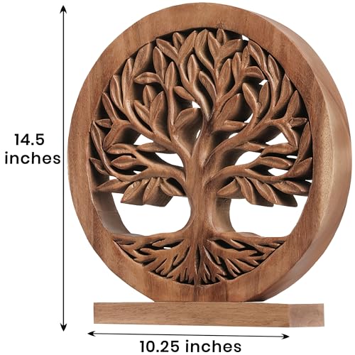 Decozen Solid Wood Tree Sculpture, Gift for Mom, Home Decor, Living Room, Boho, Coffee Table, Centerpiece Table Decorations, Mantle, Bathroom Shelf, Farmhouse, Christmas Decorations, Mothers Day Gifts - color: Cloverly - Large