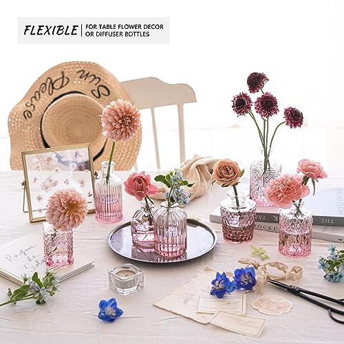 SUPMIND 12Pcs Glass Bud Vase Set, Small Flower Vase for Centerpieces, Pink Bud Vases in Bulk, Mini Vintage Vase for Rustic Wedding Decorations - color: Pink, size: 12Pcs