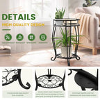 TOSKING 2-Tier & 9.1'' Single Metal Plant Stand Set – Single Stand with Adjustable Leveling Feet, Rustproof Heavy Duty Flower Pot Holder for Indoor/Outdoor, Stable Multiple Plant Rack for Balcony Garden Patio Living Room Bedroom, Black - size: 2Tier-19.5'