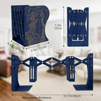 Dragon Bookends, Adjustable Bookends, Unique Book Holders for Shelves, Metal Book Ends for Heavy Books, Non-Skid Book Stander for Desk, Shelf, Office, Stationery Gift (Blue 2) - color: Blue 2