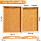 2-Pack Bamboo Serving Trays with Handles, 16" and 13", Decorative Food Tray Set for Breakfast, Coffee, Tea, Snacks, Ideal for Coffee Table, Ottoman, Living Room & Kitchen - style: 2 PACK-Square-16" X 11"