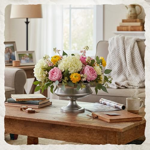 Worth 8" H. Silver Color Urn Vase for Centerpieces, 11.8" Dia. Metal Trumpet Small Flower Pots for Table, Bowl Vase for Wedding Party Event Home Decor - color: Silver, size: Short - 1 Pack