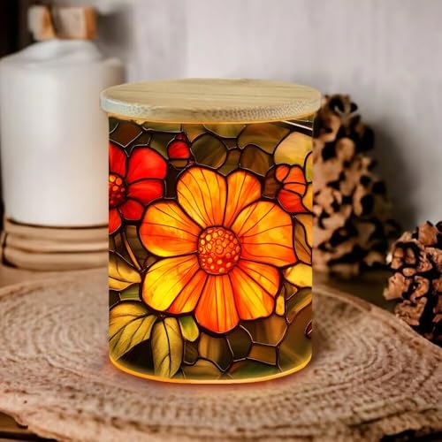 Stained Glass Hummingbird Tealight Candle Holders Memorial Candlesticks with Battery Operated, Colorful Glass Flower Full Wrap Tea Light Candle Jar LED Holder Votive jar for Memorials - color: Hummingbird