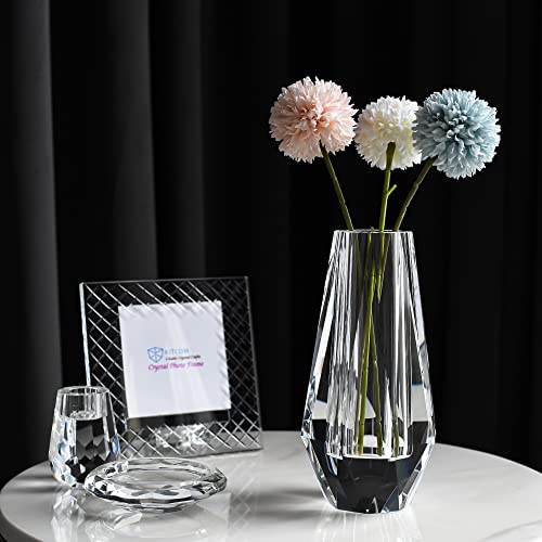 kitCom Flower Crystal Vase, 8.27 inches Modern Crystal Vase, Lead-Free Flower Vase, European Crafted for Table, Home Decoration, Wedding or Luxury Gifts, 8.27 x 3.94 x 3.94 Inches - size: 8.27 x 3.94 x 3.94 Inches