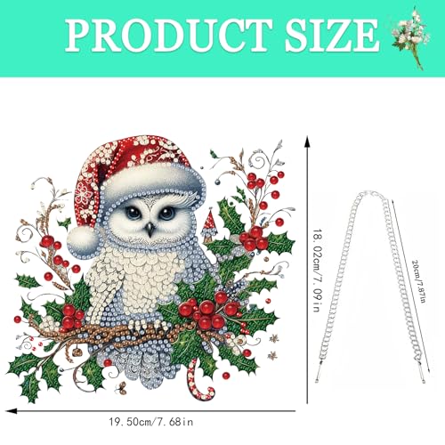 Auremi Christmas Diamond Art Painting Pendant Kits with Chain,5D Owl Diamond Art Hanging Kit DIY Diamond Crystal Window Door Hanging Pendant Kit for Adults Gift Wall Decor - color: Owl