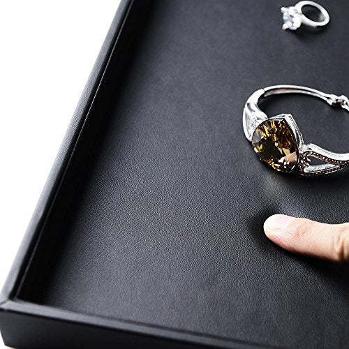 Oirlv Stackable Jewelry Organizer Tray Premium Leather 24 Grid Jewelry Drawer Organizer Dresser Tabletop Trinket Earring Ring Storage - style: P01703
