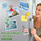 8PCS Mini Ceramic Vase Fridge Magnets, Cute Tiny Flower Vase Fridge Magnets with Artificial Flowers for Refrigerator Office and Kitchen Cabinet Decoration