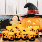 12-Pack Halloween Ink Painting Large Electronic Waxes with Remote Control, Flameless LED Candles for Halloween Spooky, Halloween Ambient Sense Artifacts. - color: 12Pack-halloween