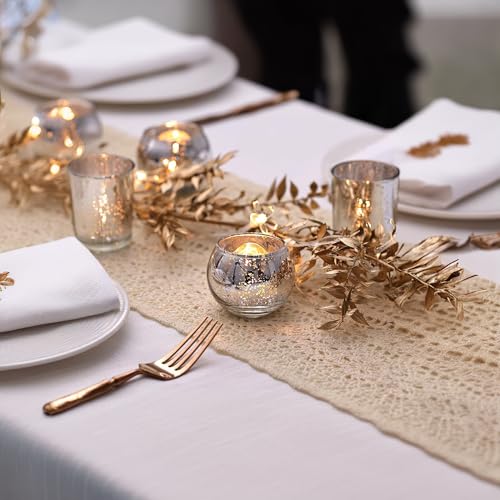 WGVI Silver Speckled Glass Tea Light Votive Candle Holder, Width 3", Height 2.5", Small Globe Bubble Bowl Round Vase, Mercury Votive Tabletop Décor, 1 Piece - size: Silver Bowl 2.5"H