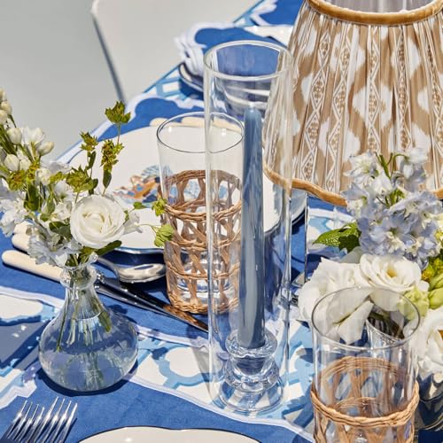 Hurricane Glass Candle Holders, Set of 4 Candlestick Holders for Taper Candle with 11.8" Tall Windproof Cylinder Covers Candle Stand Bulk for Table Centerpieces on Wedding Birthday Housewarming Decor - size: smooth